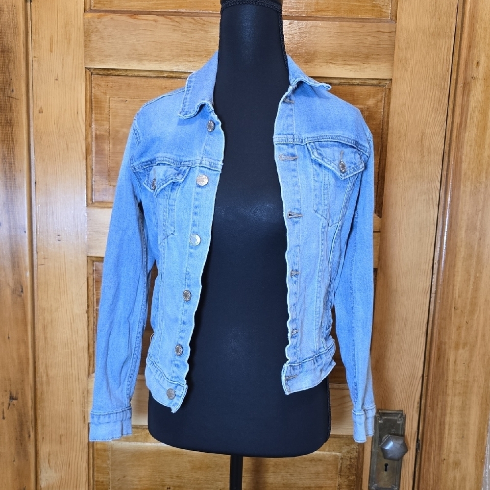 Lucky Brand Blue Jean Jacket Tailored Cropped Style XS